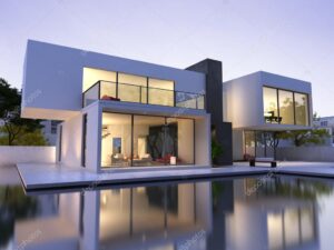 depositphotos 65897773 stock photo modern house with pool