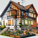 Ein altes Haus in einem Dorf in Deutschland, mit kaputter Fassade, die saniert wird | Immobilienbewertung